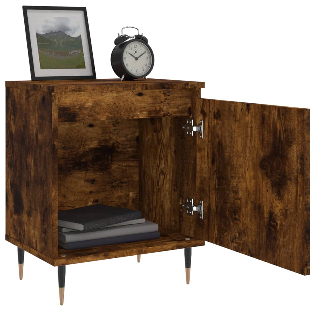 vidaXL Nachttische 2 Stk. Räuchereiche 40x30x50 cm Holzwerkstoff