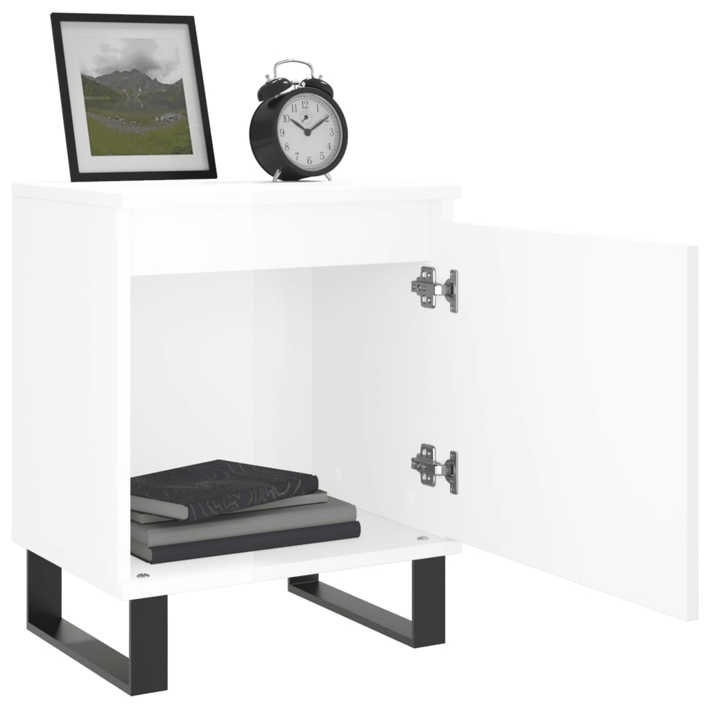 vidaXL Nachttische 2 Stk. Hochglanz-Weiß 40x30x50 cm Holzwerkstoff
