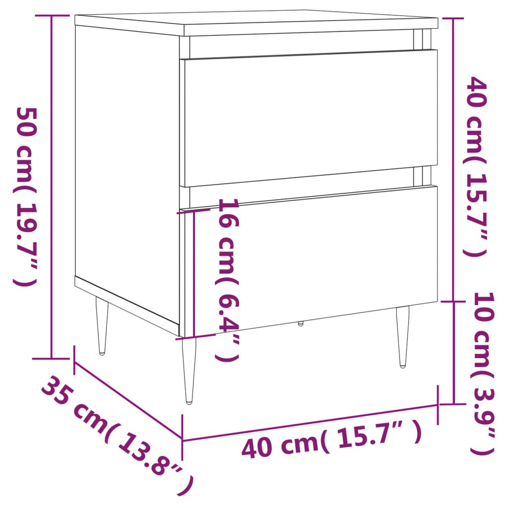 vidaXL Nachttisch Schwarz 40x35x50 cm Holzwerkstoff