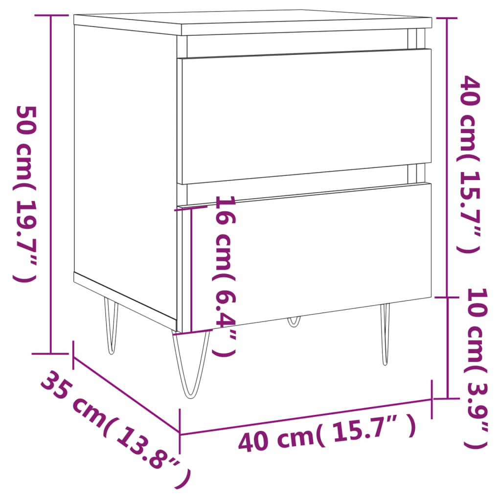 vidaXL Table de chevet blanc 40x35x50 cm Bois d'ingénierie