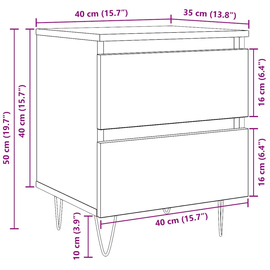 vidaXL Table de chevet chêne Sonoma 40x35x50 cm, bois d'ingénierie