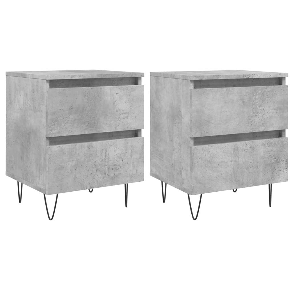 vidaXL Nachttische 2 Stk. Betongrau 40x35x50 cm Holzwerkstoff