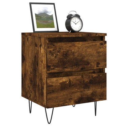 vidaXL Nachttische 2 Stk. Räuchereiche 40x35x50 cm Holzwerkstoff