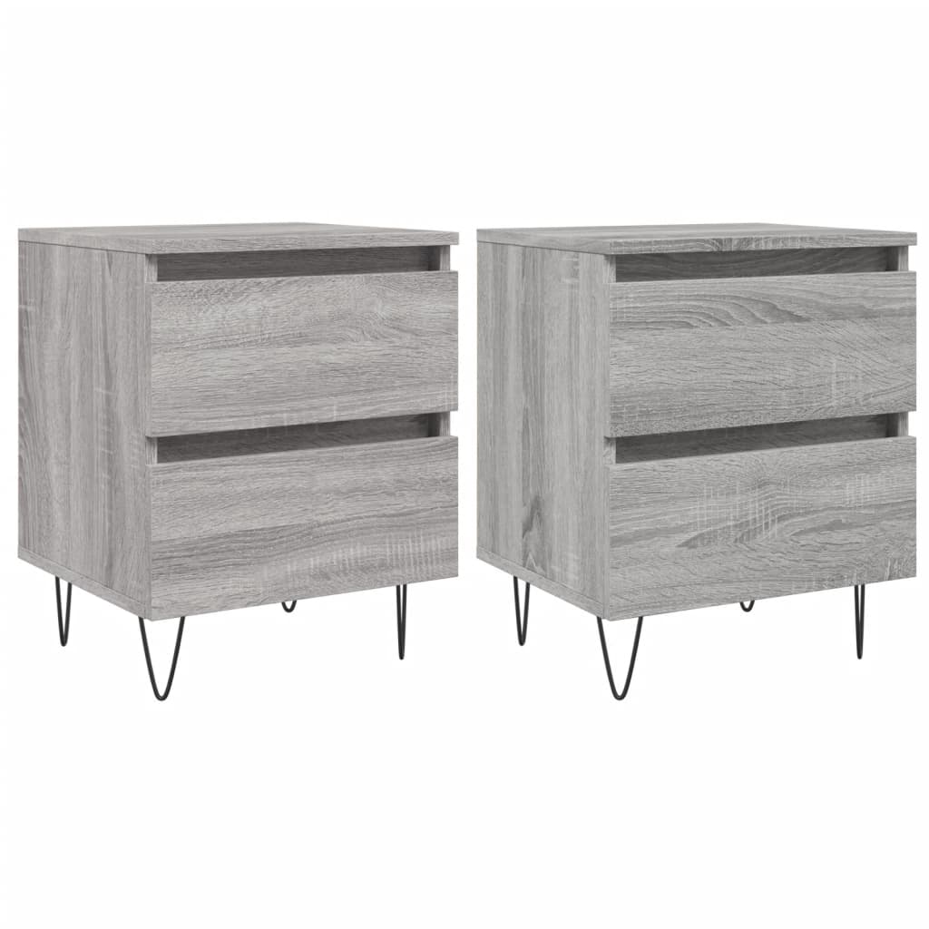 vidaXL Nachttische 2 Stk. Grau Sonoma 40x35x50 cm Holzwerkstoff