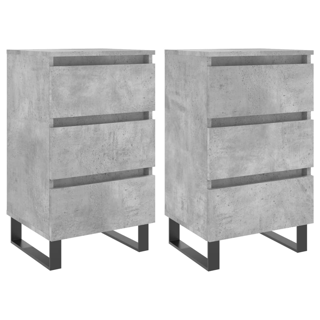 vidaXL Nachttische 2 Stk. Betongrau 40x35x69 cm Holzwerkstoff