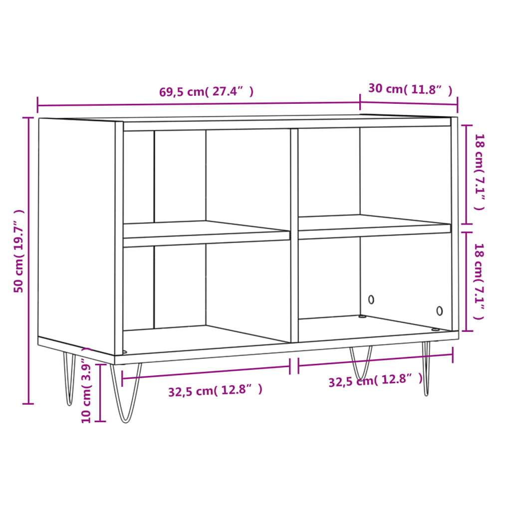 vidaXL TV-Schrank Hochglanz-Weiß 69,5x30x50 cm Holzwerkstoff