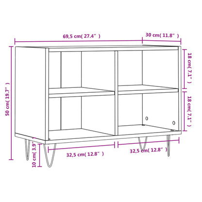 vidaXL TV-Schrank Hochglanz-Weiß 69,5x30x50 cm Holzwerkstoff