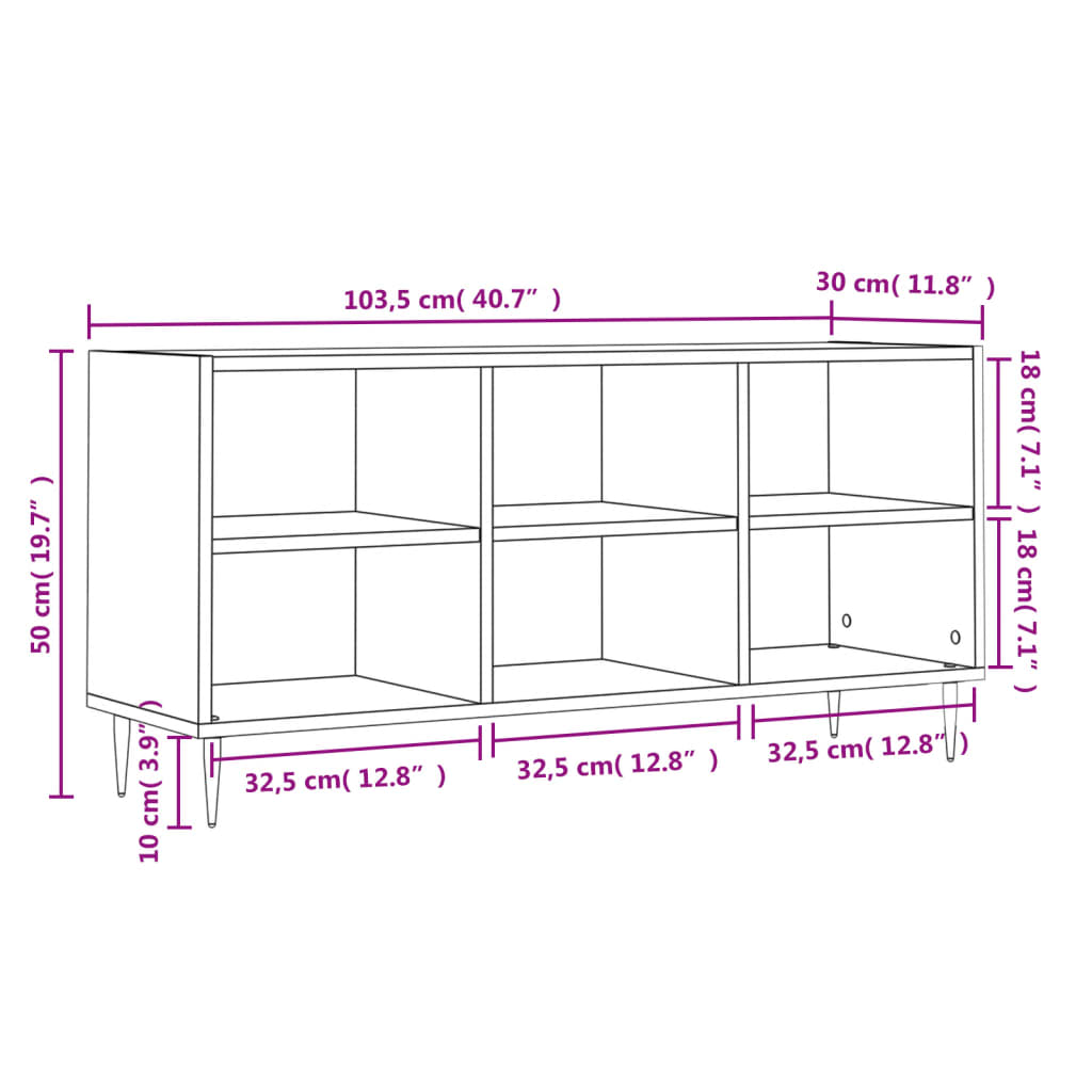 TV-Schrank Grau Sonoma 103,5x30x50 cm Holzwerkstoff