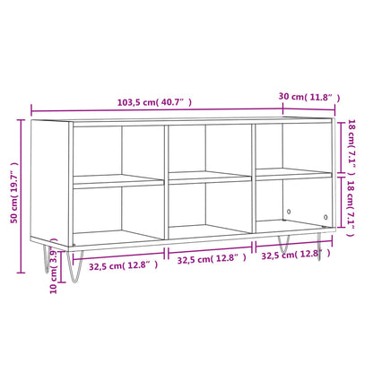 vidaXL Meuble TV chêne fumé 103,5x30x50 cm bois d'ingénierie