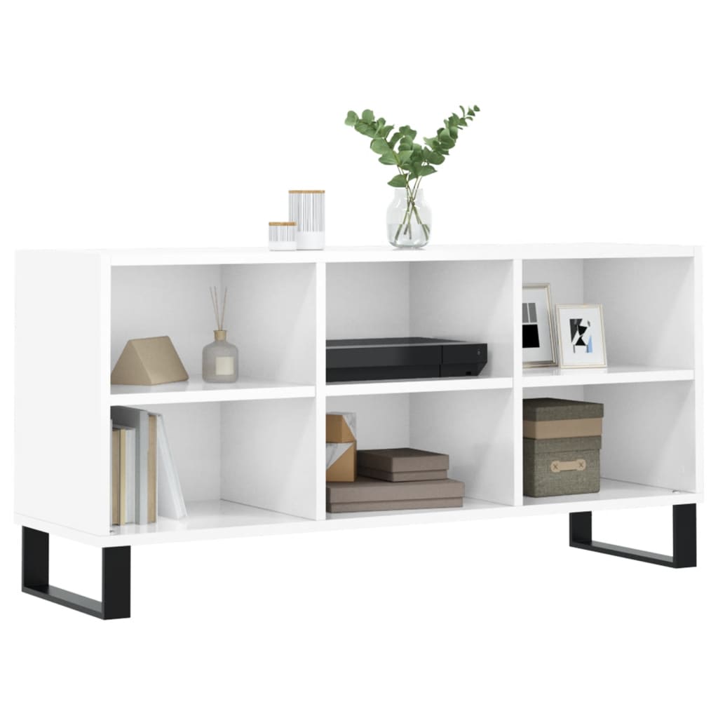 vidaXL TV-Schrank Hochglanz-Weiß 103,5x30x50 cm Holzwerkstoff