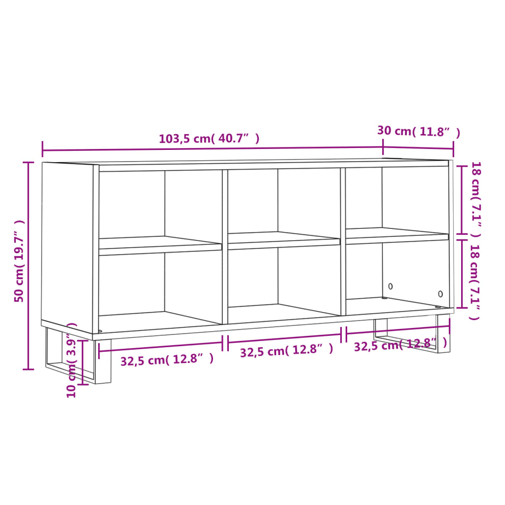vidaXL TV-Schrank Hochglanz-Weiß 103,5x30x50 cm Holzwerkstoff