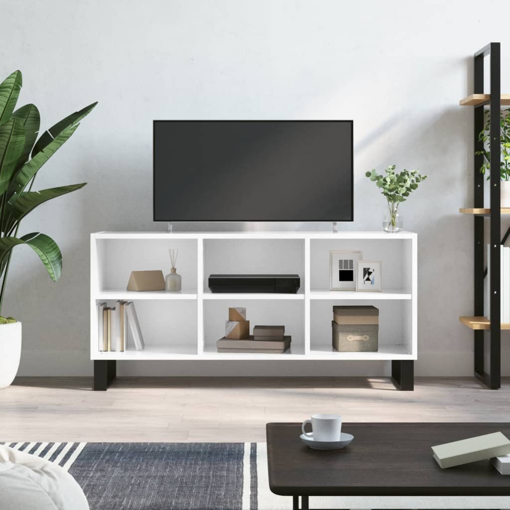 vidaXL TV-Schrank Hochglanz-Weiß 103,5x30x50 cm Holzwerkstoff