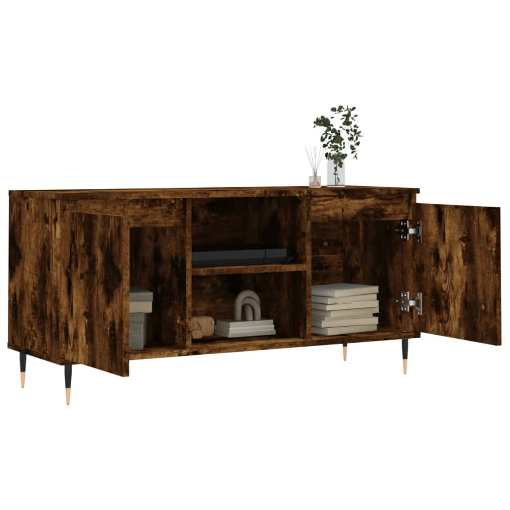 vidaXL Meuble TV chêne fumé 104x35x50 cm Aggloméré