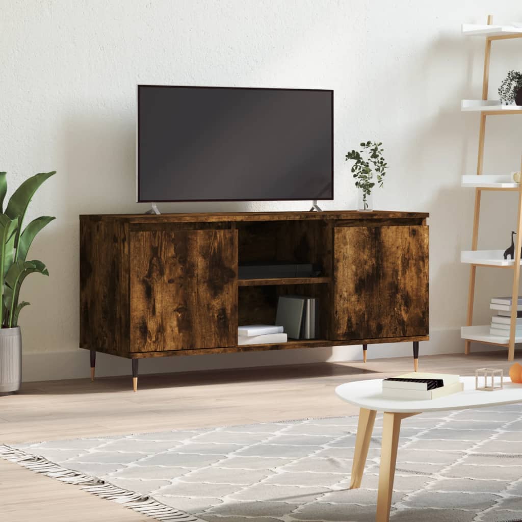 vidaXL Meuble TV chêne fumé 104x35x50 cm Aggloméré
