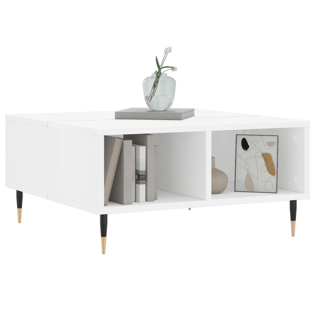 vidaXL Table basse blanc brillant 60x60x30 cm Aggloméré