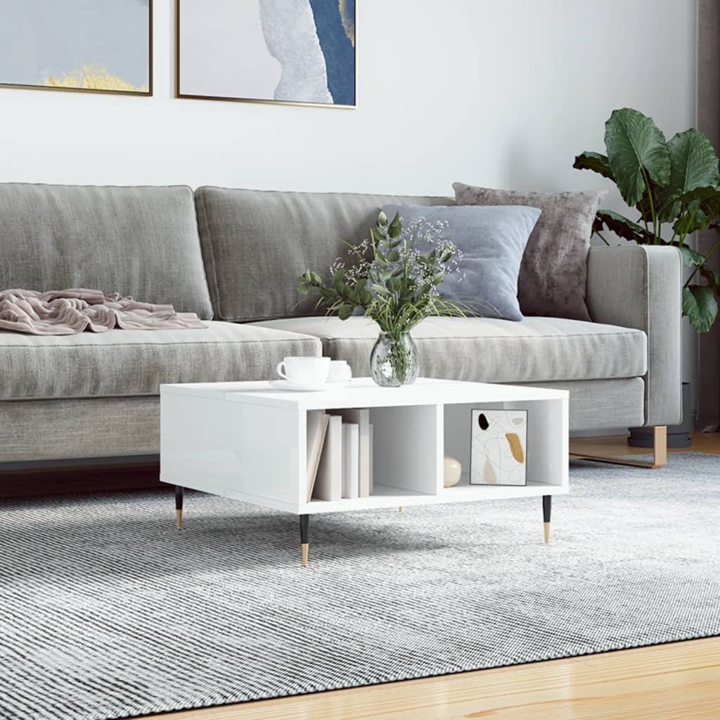 vidaXL Table basse blanc brillant 60x60x30 cm Aggloméré