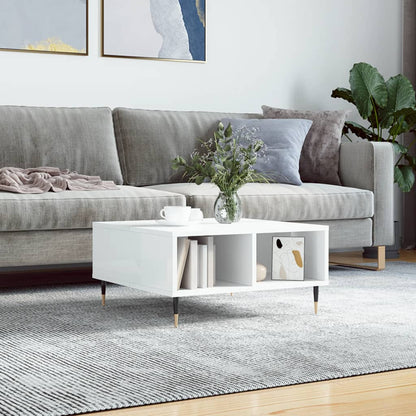 vidaXL Table basse blanc brillant 60x60x30 cm Aggloméré