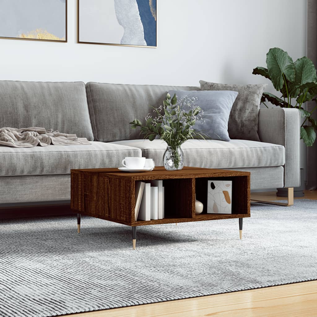 vidaXL Table basse brun aspect chêne 60x60x30 cm bois d'ingénierie