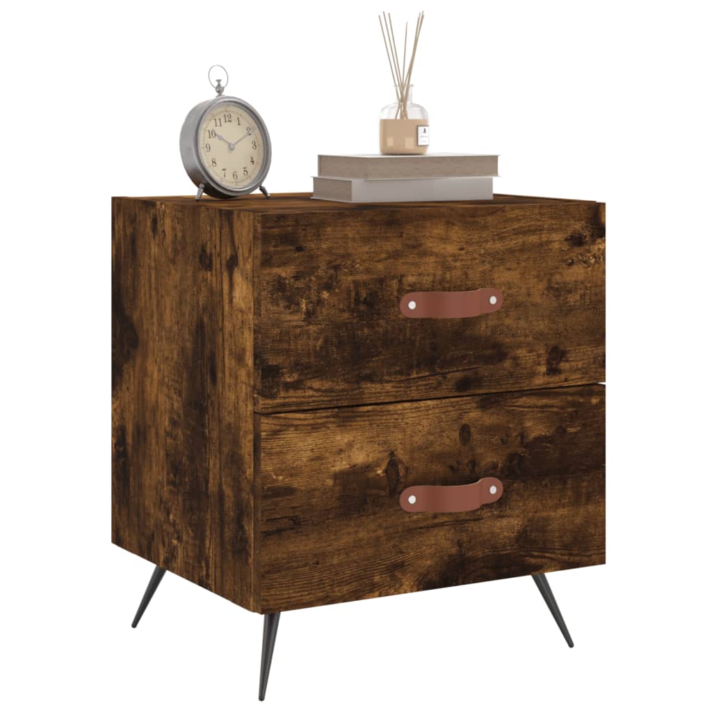 vidaXL Nachttische 2 Stk. Räuchereiche 40x35x47,5 cm Holzwerkstoff