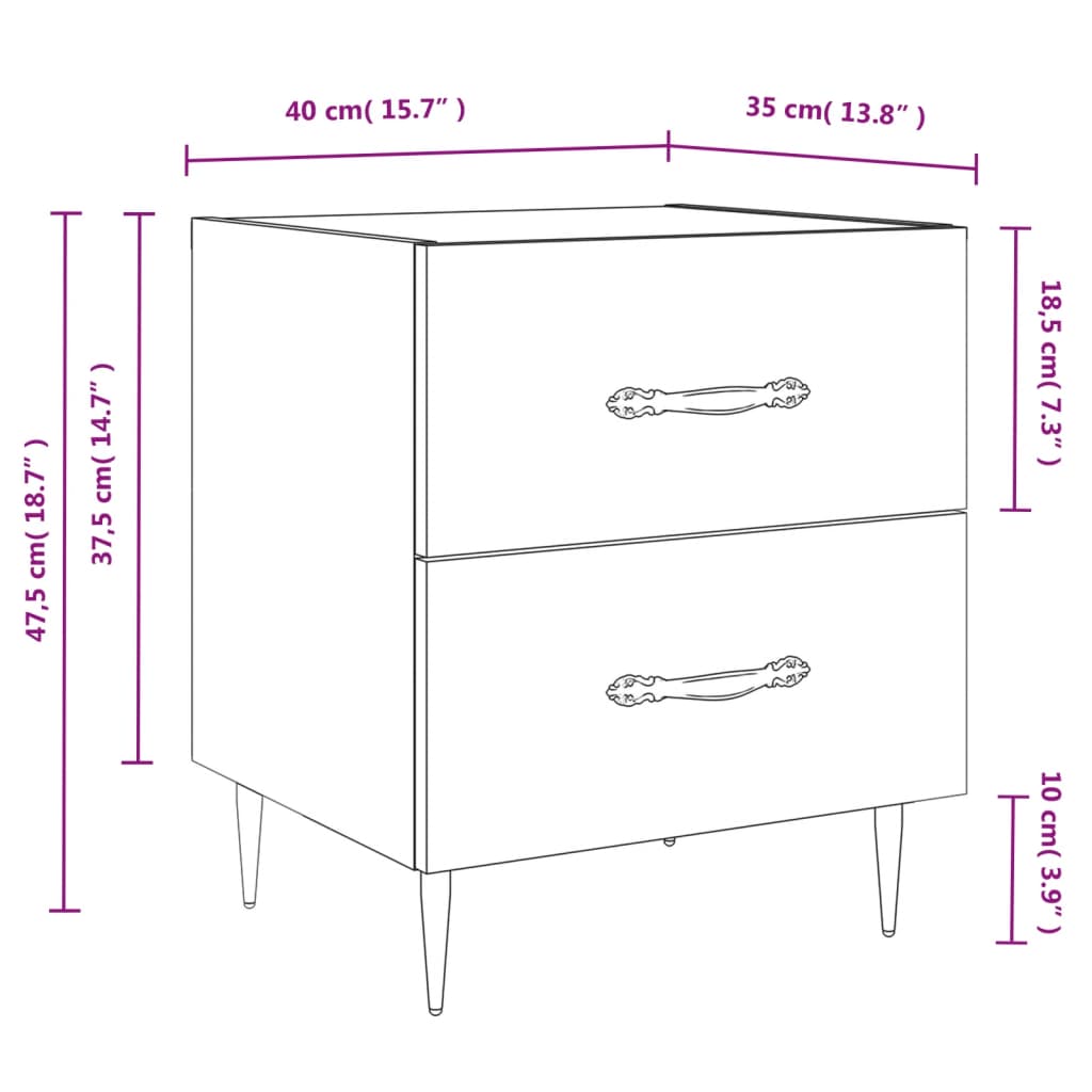 vidaXL Nachttisch Schwarz 40x35x47,5 cm Holzwerkstoff