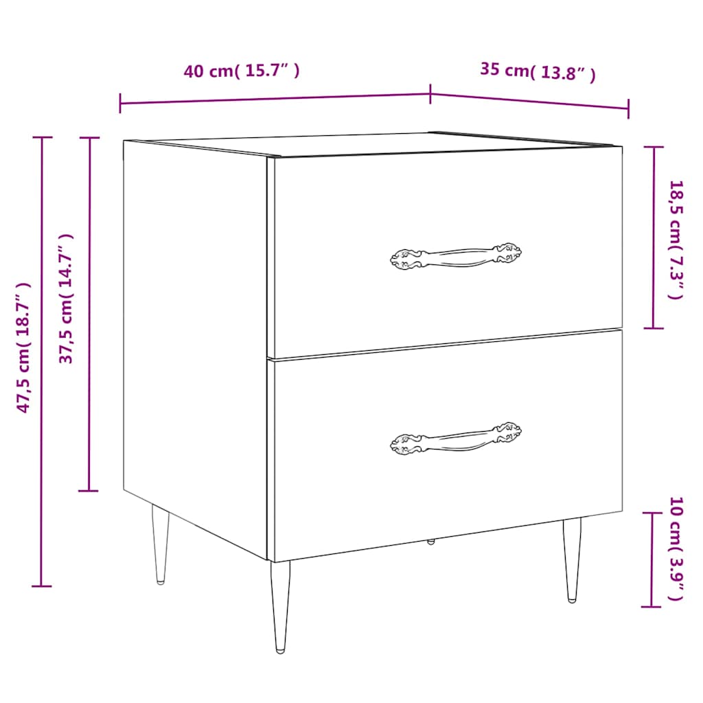 vidaXL Nachttisch Grau Sonoma 40x35x47,5 cm Holzwerkstoff