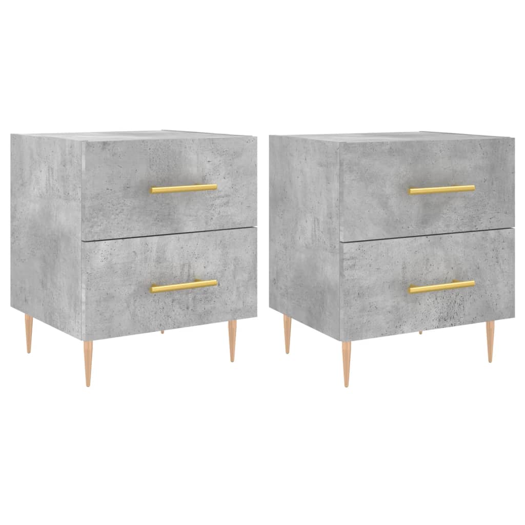 vidaXL Nachttische 2 Stk. Betongrau 40x35x47,5 cm Holzwerkstoff