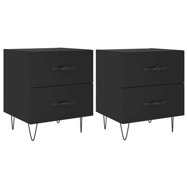 vidaXL Nachttische 2 Stk. Schwarz 40x35x47,5 cm Holzwerkstoff