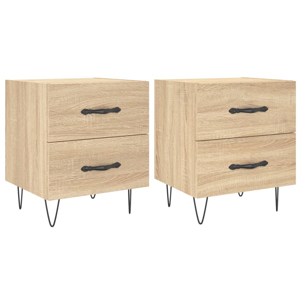 vidaXL Nachttische 2 Stk. Sonoma-Eiche 40x35x47,5 cm Holzwerkstoff
