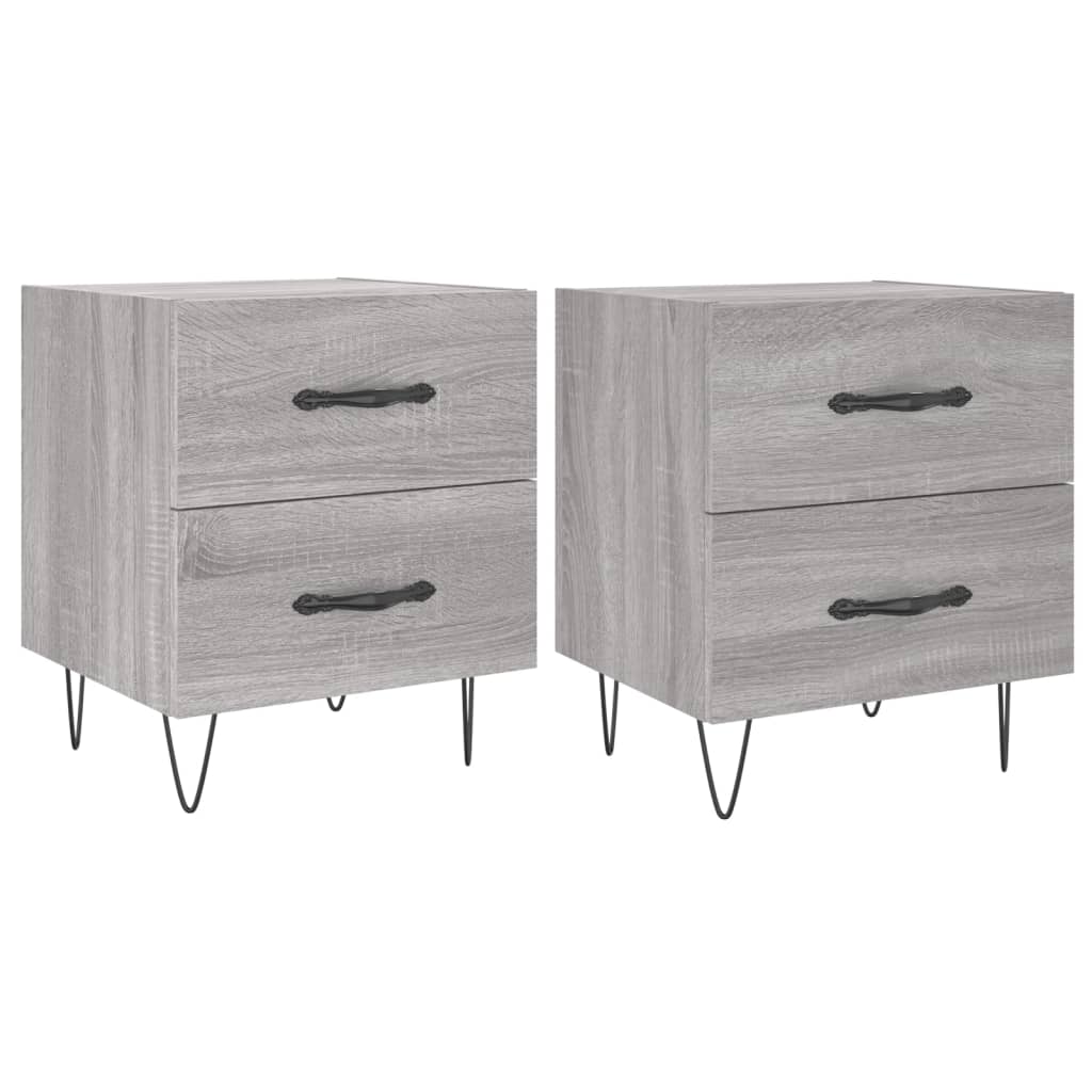 vidaXL Tables de chevet 2 pcs Gris Sonoma 40x35x47,5 cm Bois d'ingénierie