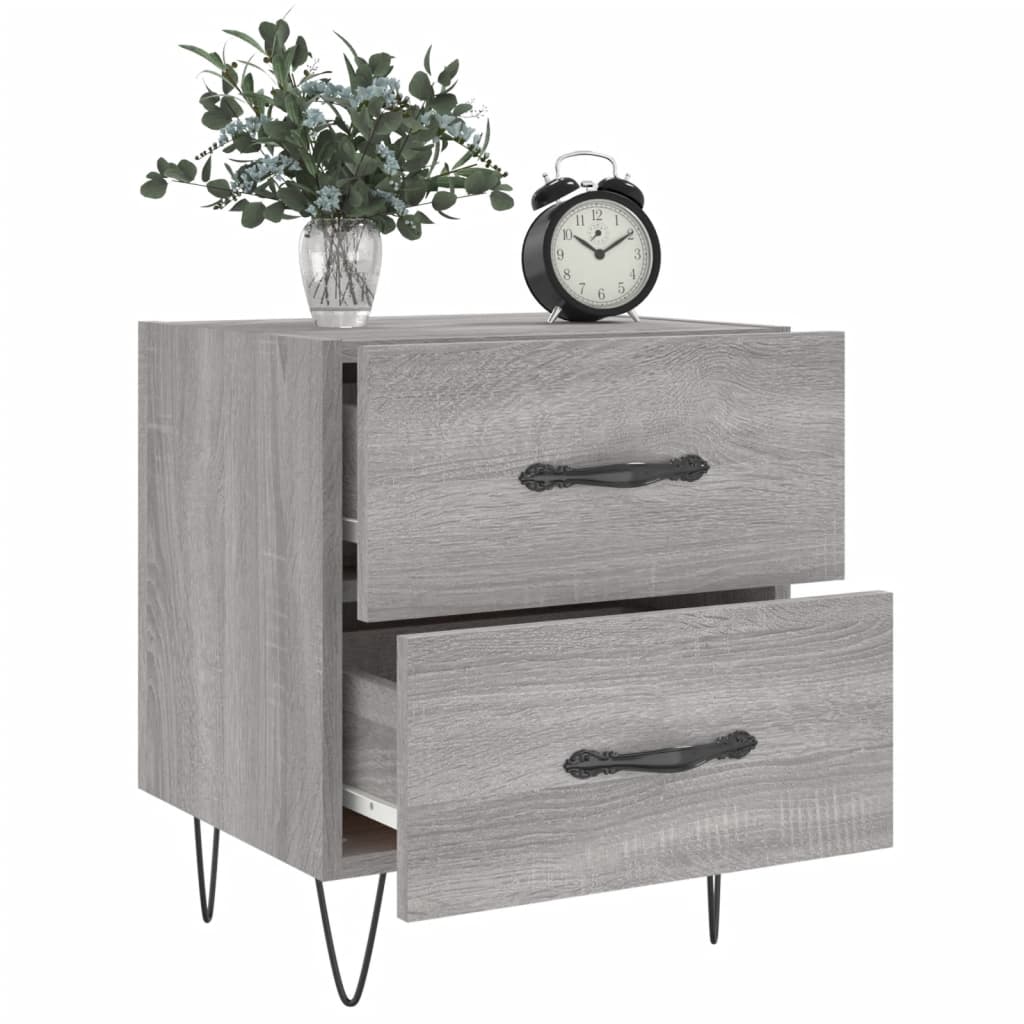 vidaXL Tables de chevet 2 pcs Gris Sonoma 40x35x47,5 cm Bois d'ingénierie