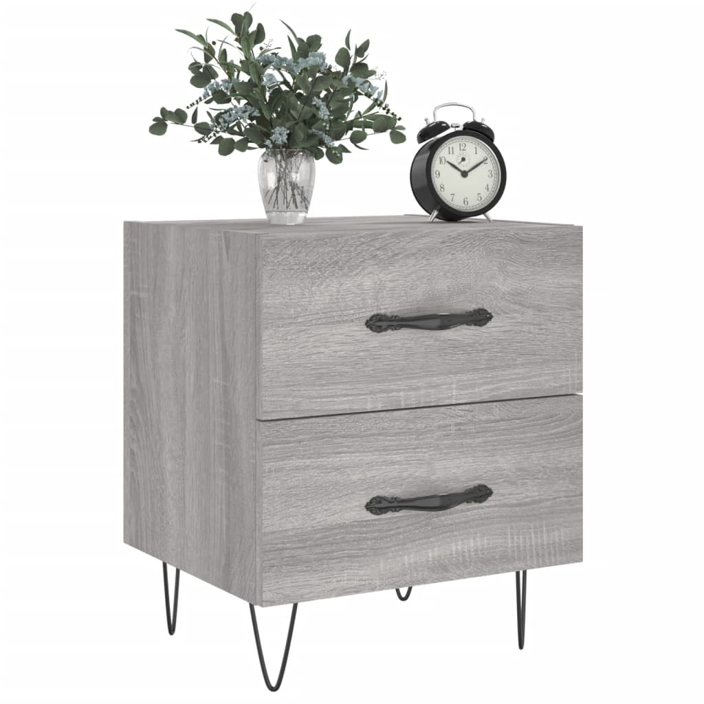 vidaXL Tables de chevet 2 pcs Gris Sonoma 40x35x47,5 cm Bois d'ingénierie