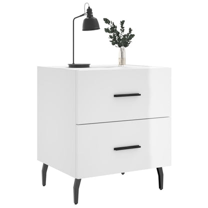 vidaXL Nachttische 2 Stk. Hochglanz-Weiß 40x35x47,5 cm Holzwerkstoff