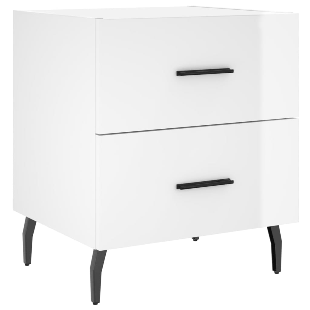 vidaXL Nachttische 2 Stk. Hochglanz-Weiß 40x35x47,5 cm Holzwerkstoff