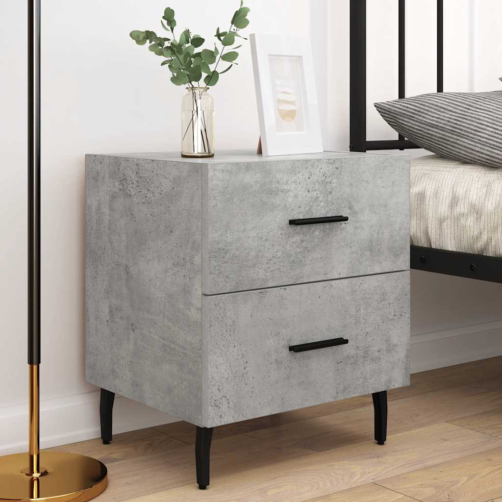 vidaXL Nachttische 2 Stk. Betongrau 40x35x47,5 cm Holzwerkstoff