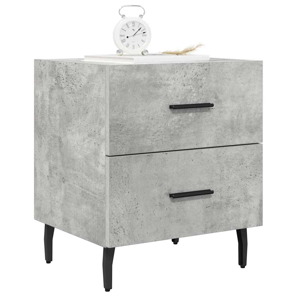vidaXL Nachttische 2 Stk. Betongrau 40x35x47,5 cm Holzwerkstoff