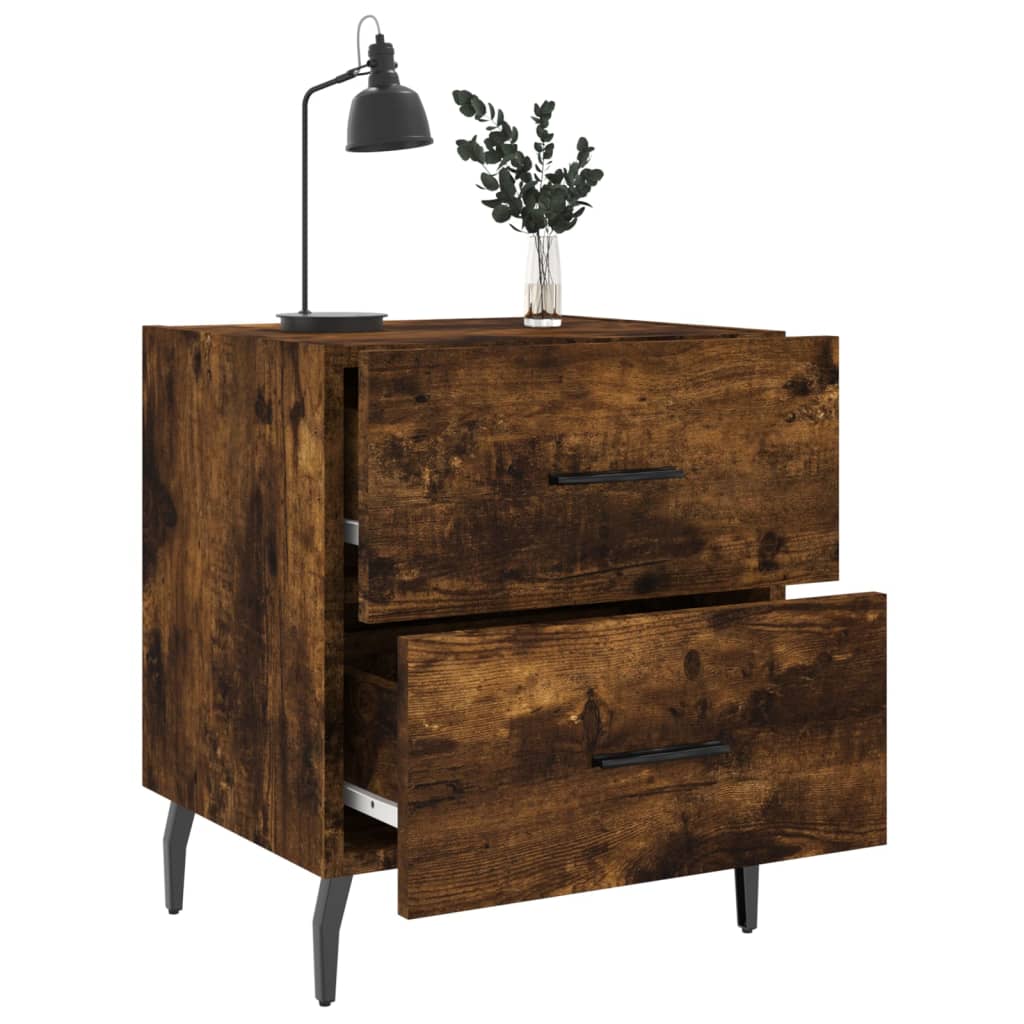 vidaXL Nachttische 2 Stk. Räuchereiche 40x35x47,5 cm Holzwerkstoff