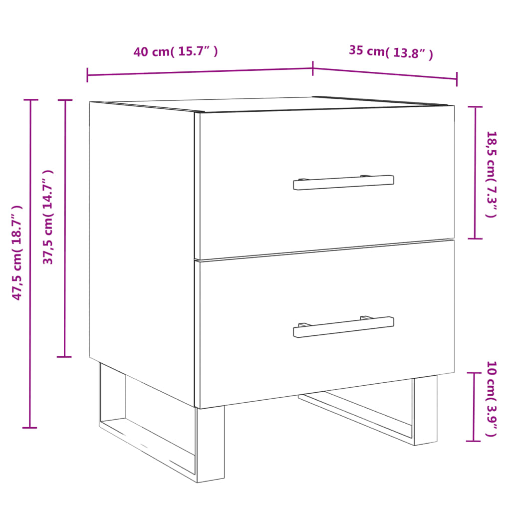 vidaXL Nachttisch Betongrau 40x35x47,5 cm Holzwerkstoff