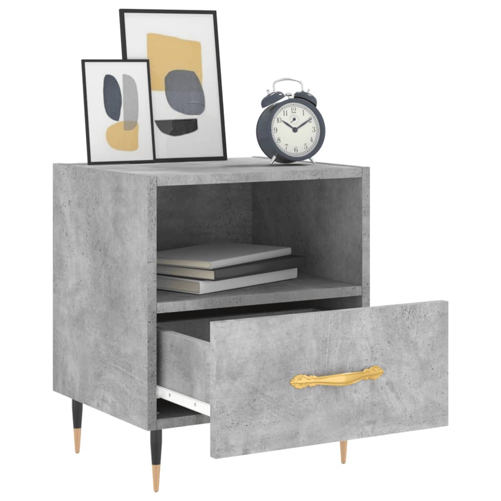 vidaXL Nachttische 2 Stk. Betongrau 40x35x47,5 cm Holzwerkstoff