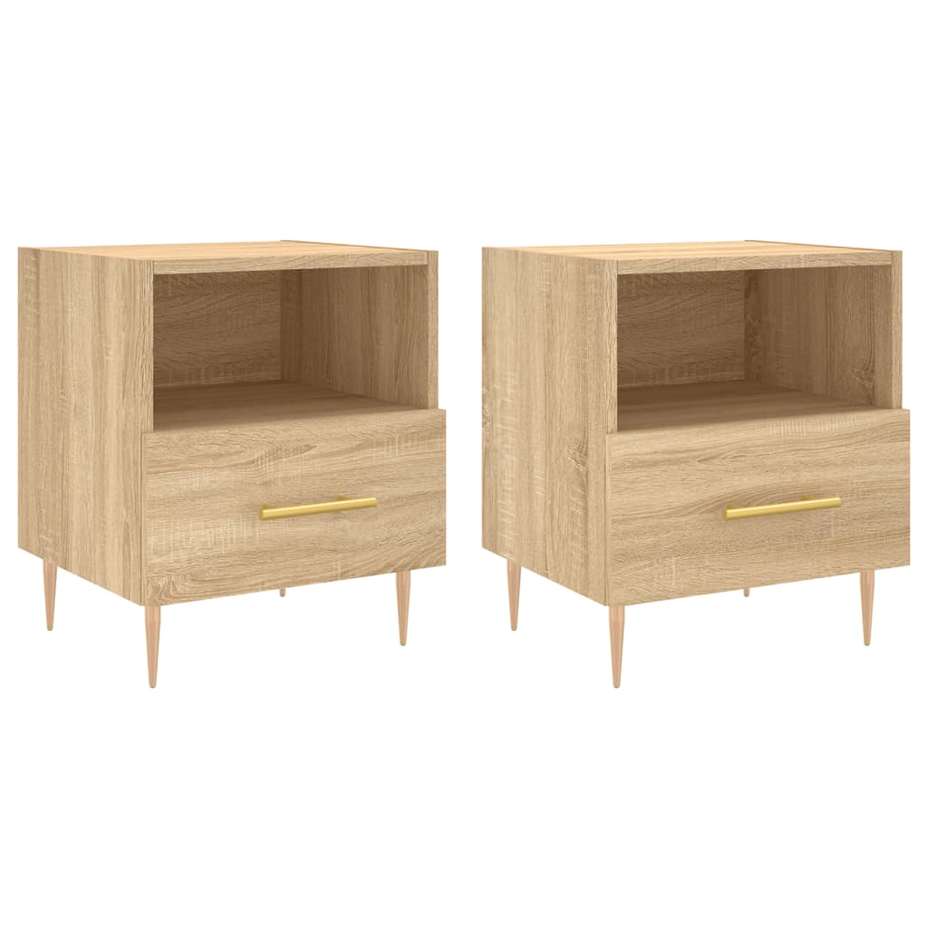 vidaXL Nachttische 2 Stk. Sonoma-Eiche 40x35x47,5 cm Holzwerkstoff