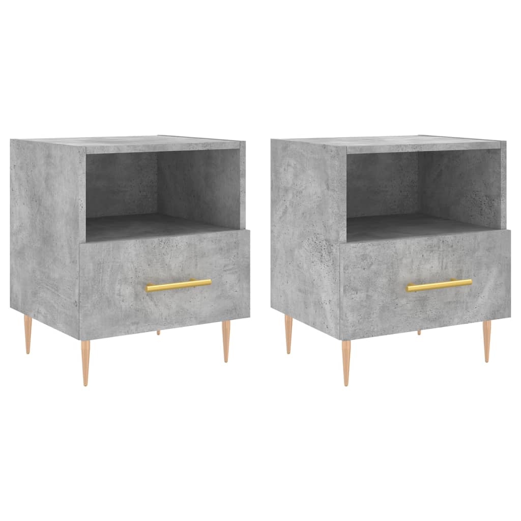 vidaXL Nachttische 2 Stk. Betongrau 40x35x47,5 cm Holzwerkstoff
