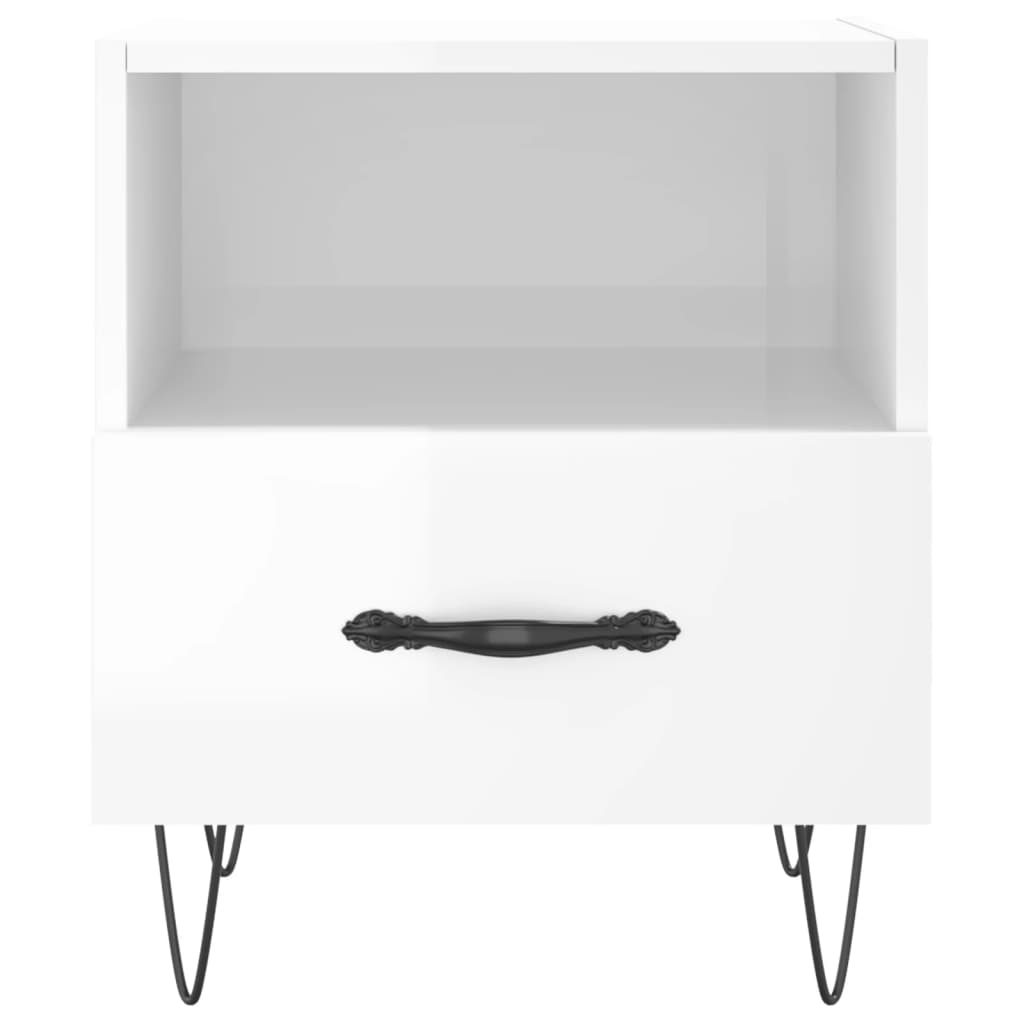 vidaXL Nachttische 2 Stk. Hochglanz-Weiß 40x35x47,5 cm Holzwerkstoff