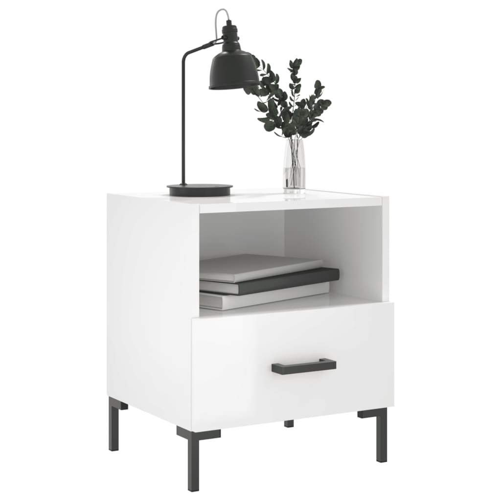 vidaXL Nachttische 2 Stk. Hochglanz-Weiß 40x35x47,5 cm Holzwerkstoff