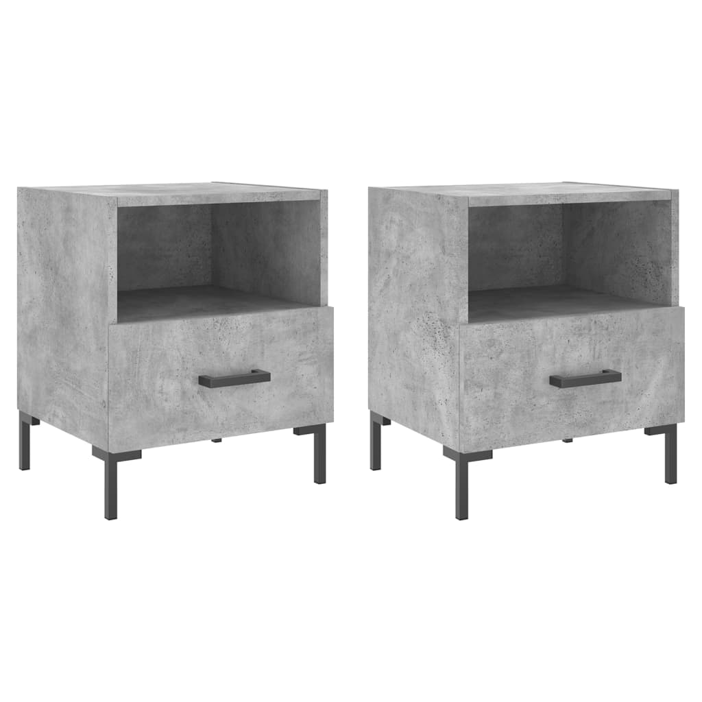 vidaXL Tables de chevet 2 pcs Gris béton 40x35x47,5 cm Bois d'ingénierie