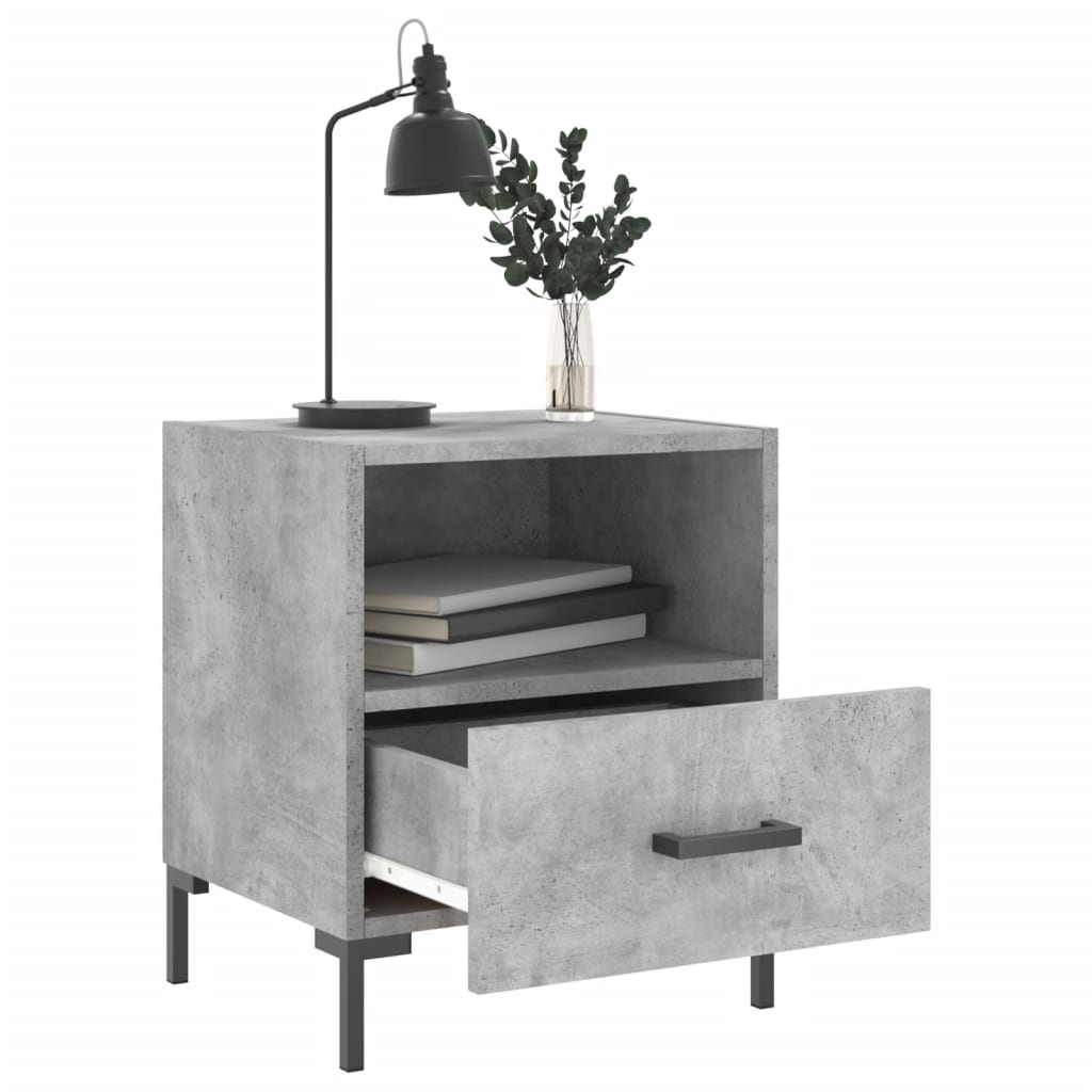 vidaXL Tables de chevet 2 pcs Gris béton 40x35x47,5 cm Bois d'ingénierie