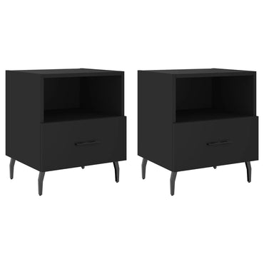 vidaXL Nachttische 2 Stk. Schwarz 40x35x47,5 cm Holzwerkstoff