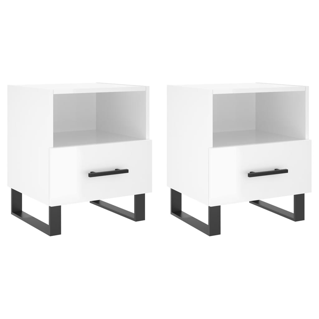 vidaXL Tables de chevet 2 pcs Blanc brillant 40x35x47,5 cm Bois d'ingénierie