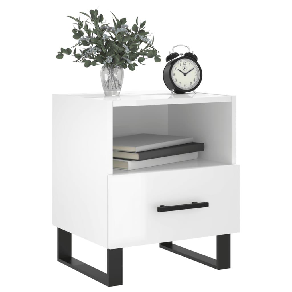 vidaXL Tables de chevet 2 pcs Blanc brillant 40x35x47,5 cm Bois d'ingénierie