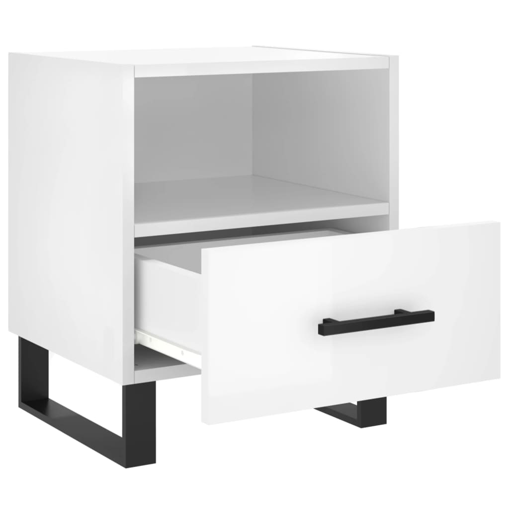 vidaXL Tables de chevet 2 pcs Blanc brillant 40x35x47,5 cm Bois d'ingénierie