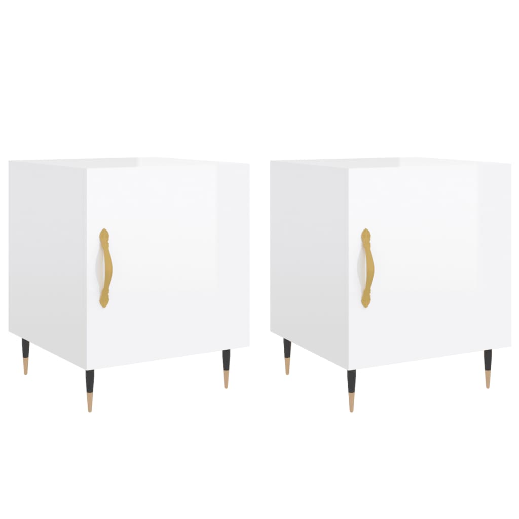 vidaXL Tables de chevet 2 pcs Blanc brillant 40x40x50 cm Bois d'ingénierie