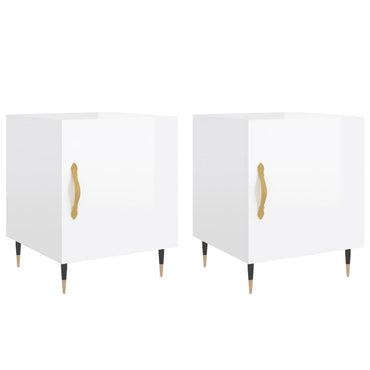 vidaXL Tables de chevet 2 pcs Blanc brillant 40x40x50 cm Bois d'ingénierie